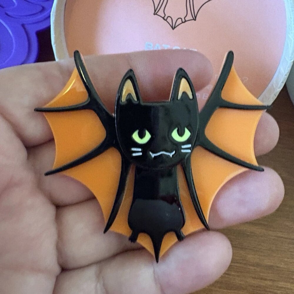 Erstwilder Bat Cat Brooch Halloween Brooch NWT Retired 2017